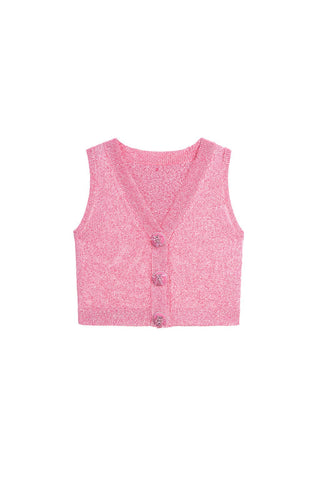 V-Neck Sequined Wool Vest