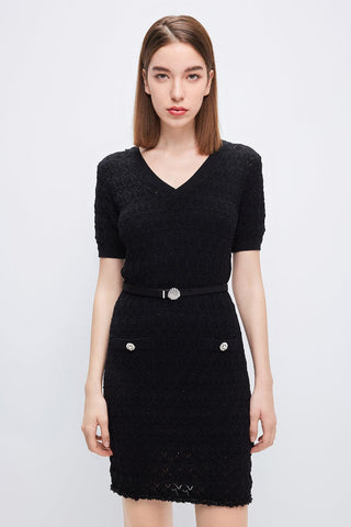 V-Neck Dress With Beaded Embellishment