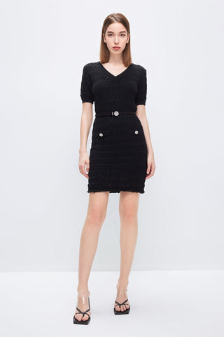 V-Neck Dress With Beaded Embellishment