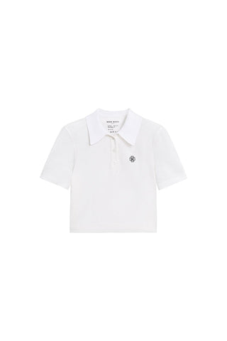 Polo Neck Clover Embroidery T-Shirt