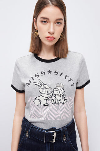 Cute Bunny Embroidered T-Shirt