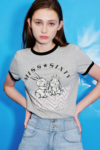 Cute Bunny Embroidered T-Shirt