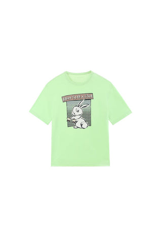 Round Neck Cartoon Bunny Cotton T-Shirt