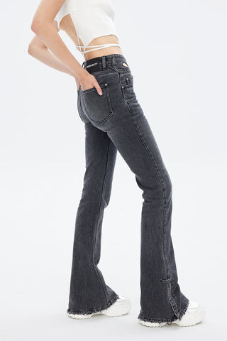 Low-Rise Bootcut Jeans With Wool Blend
