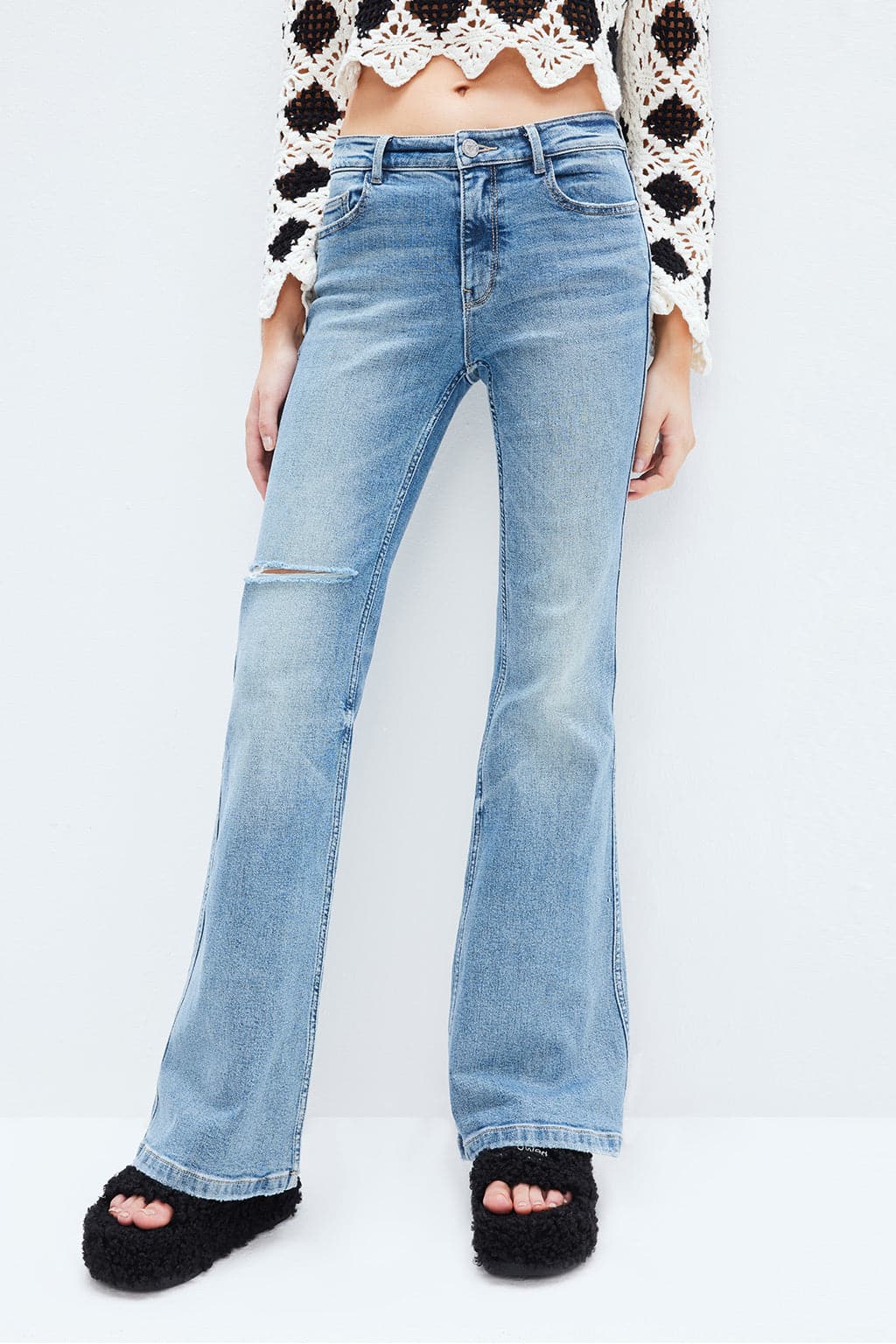 Low-Rise Ripped Slim Fit Bootcut Jeans – MISS SIXTY