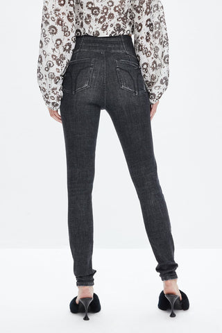 Black And Gray Stretch High Rise Skinny Jeans