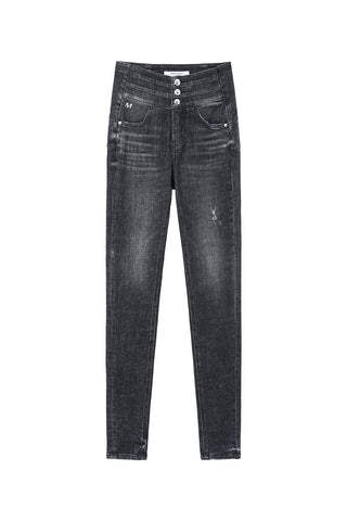 Black And Gray Stretch High Rise Skinny Jeans