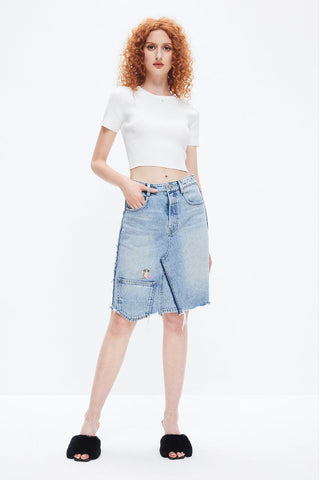 NFT Capsule Asymmetrical Slit Cotton Denim Skirt