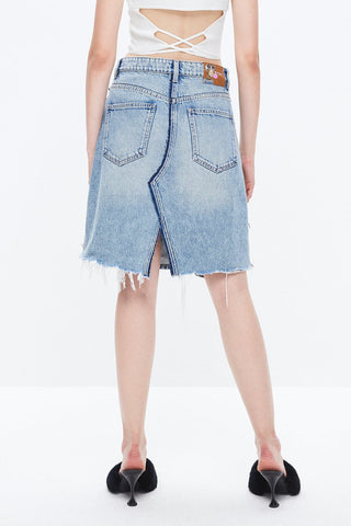 NFT Capsule Asymmetrical Slit Cotton Denim Skirt