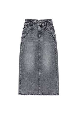 Gray Denim Slit Skirt