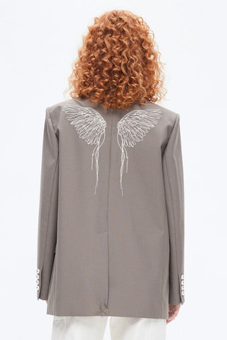 Angel Collection Embroidered Loose Fit Long Blazer