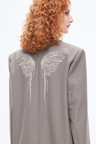 Angel Collection Embroidered Loose Fit Long Blazer