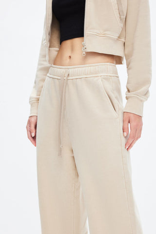 Drawsring Waist Cotton Knitted Wide-Leg Pants