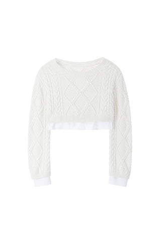 Angel Collection Splicing Cropped  Knit Top