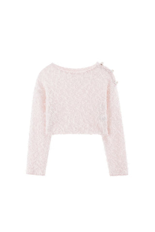 Sweet Pink Pearl Buttons Soft Sweater