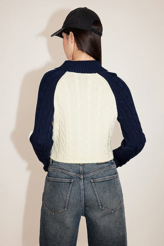 Half-Zip Lapel Short Sporty Colour Contrast Sweater