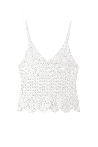 Sexy Bohemian Style Cutout White Camisole Top