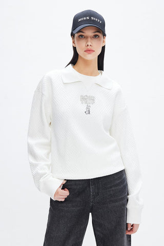 Stylish Double Collar Wool Blend Sweatshirt