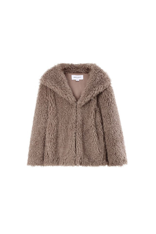 Stylish Hooded Faux Fur Jacket