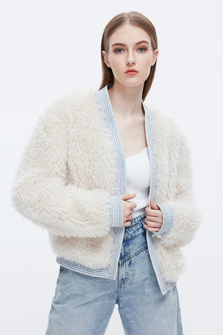 Stylish Splicing Fur Jacket