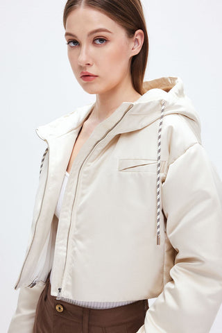Hooded Cropped Down Jacket