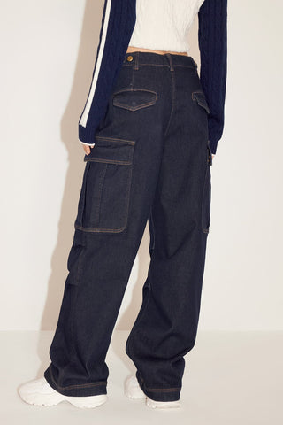 Vintage High-Waist Loose-Fit Cargo-Style Distressed Denim Jeans