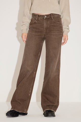 Angel Collection Embroideryed Vintage Khaki Straight Fit Jeans