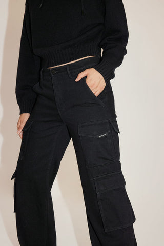 Angel Collection Black Cargo Style Cashmere Denim Jeans