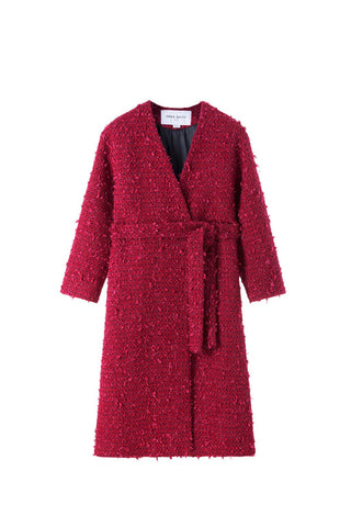 Red Long Woolen Blend Coat