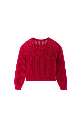 Vintage Round Neck Sweater In Red