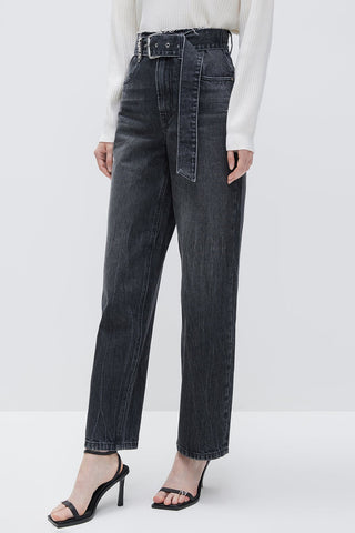 High-rise Rhinestone-embellished Straight-leg Jeans