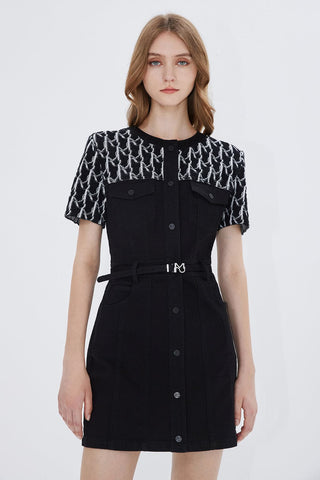 Belted Denim Midi Dress