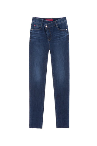 Asymmetrical Waist Super Skinny Jeans