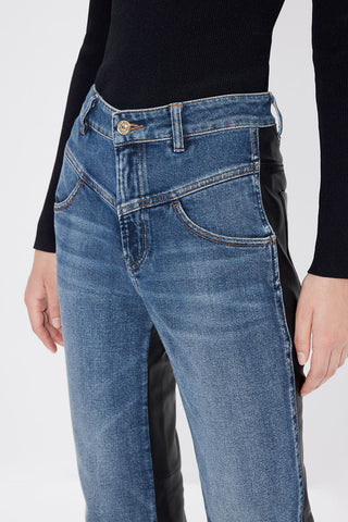 Paneled High Waist Slight Flare Jeans
