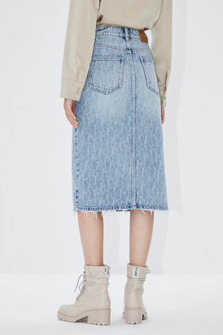 Slit Denim Skirt