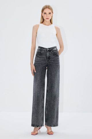 Crew Neck Racer Vest  With Embroidered