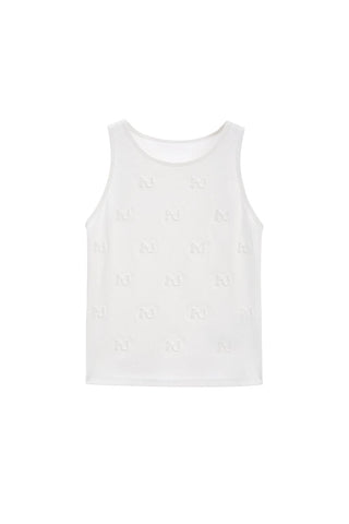 Crew Neck Racer Vest  With Embroidered