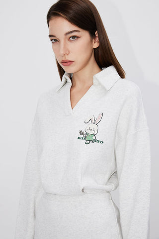 Polo Neck Rabbit Embroidered Dress