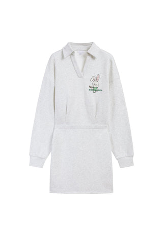 Polo Neck Rabbit Embroidered Dress