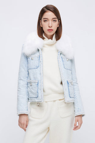 Detachable Fur Collar Denim Jacket