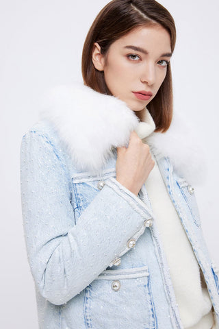 Detachable Fur Collar Denim Jacket