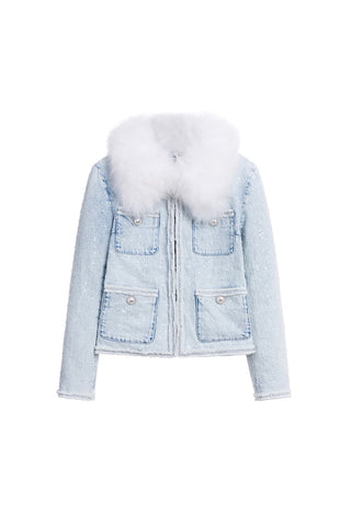 Detachable Fur Collar Denim Jacket
