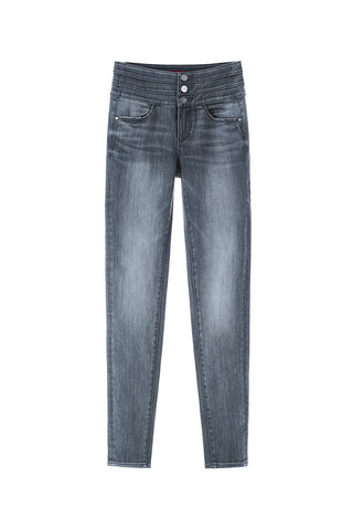 Three-Ring High Waist Brushed Jeans