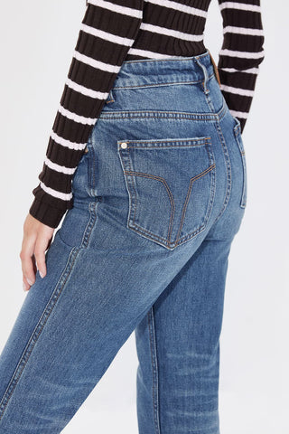 Straight Fit Fringes Trim Jeans
