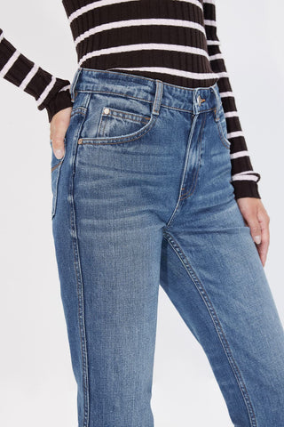 Straight Fit Fringes Trim Jeans
