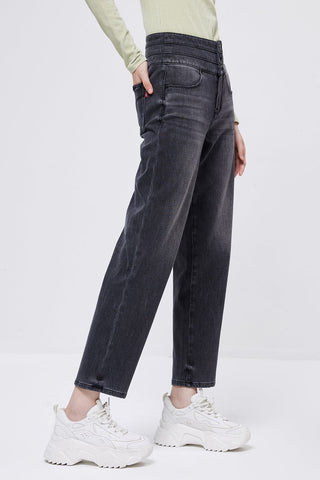 High Waist Straight Fit Cashmere Jeans