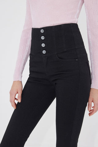 Four Buttons High-Waisted Skinny Warm Jeans